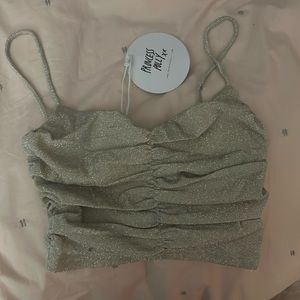 Princess Polly Brand New with Tags GiGi Glitter Top Champagne